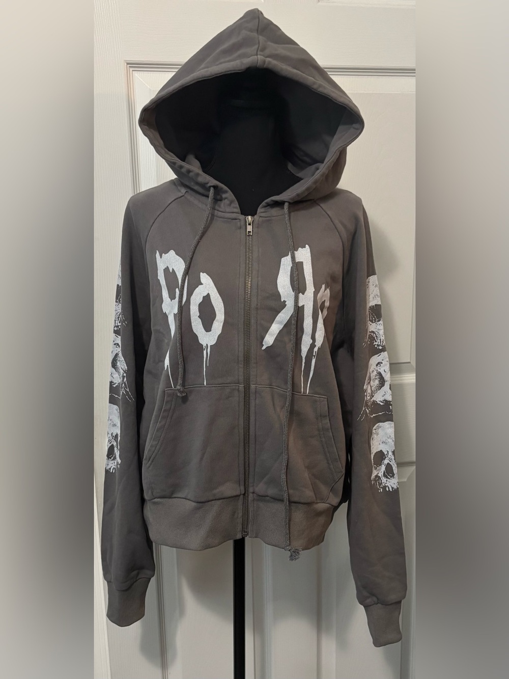 NWT Dolls Kill / Widow Gray Zip-Up Hoodie